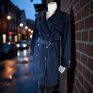 NWT dead-stock Liz Claiborne all cotton denim trench coat size medium